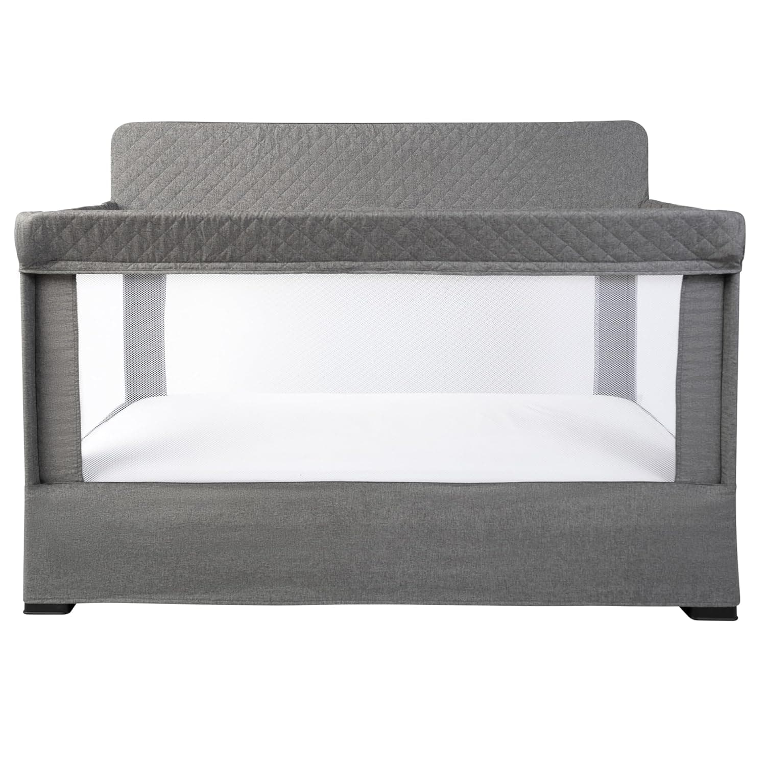 Baby Delight Lunaire full-size mesh crib and playard in charcoal grey with breathable mesh sides
